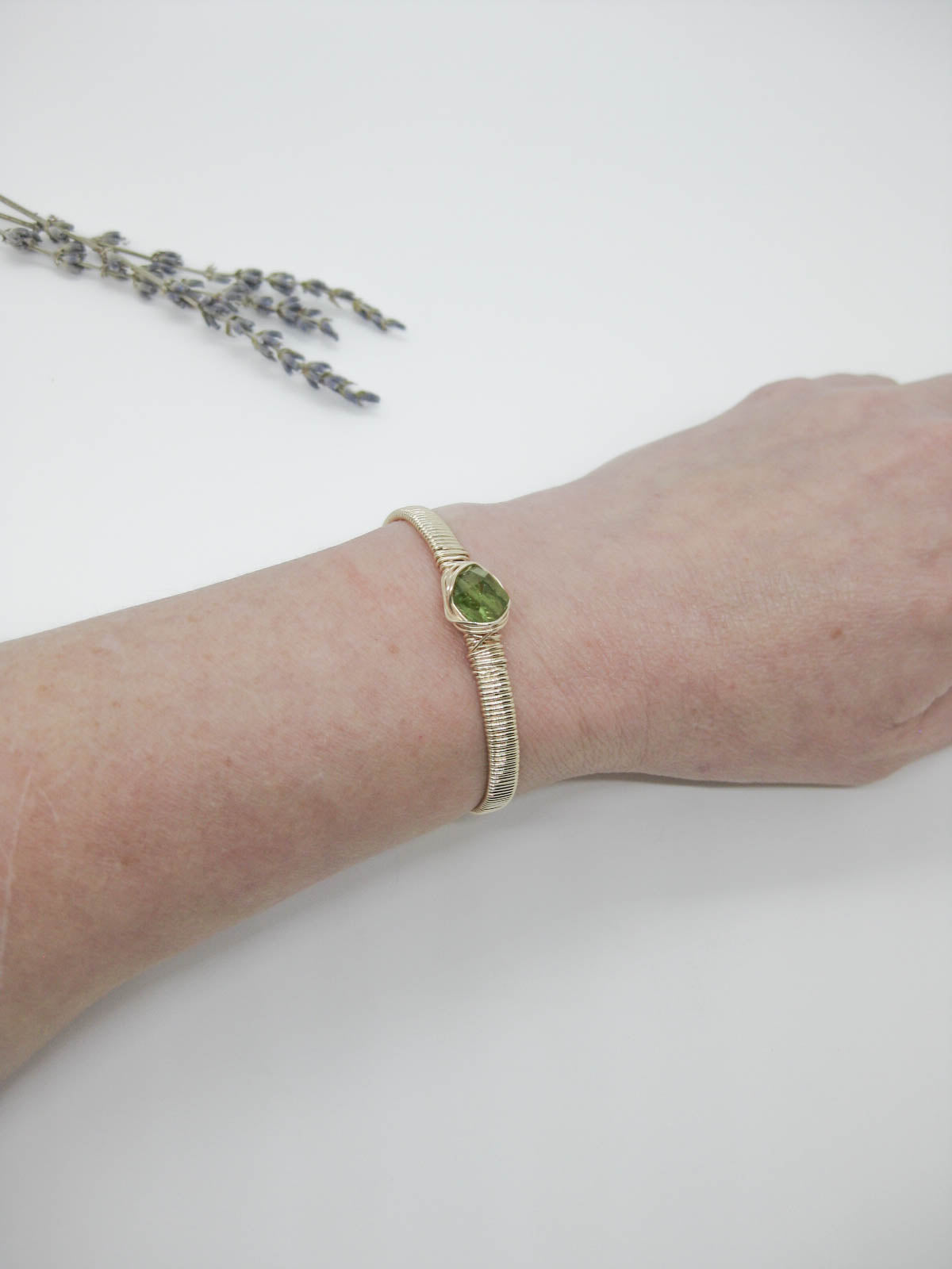 Calla: Peridot Wrapped Cuff - b367