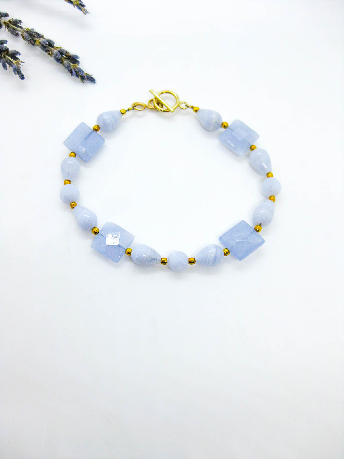 Blue Lace Agate Bracelet - b375