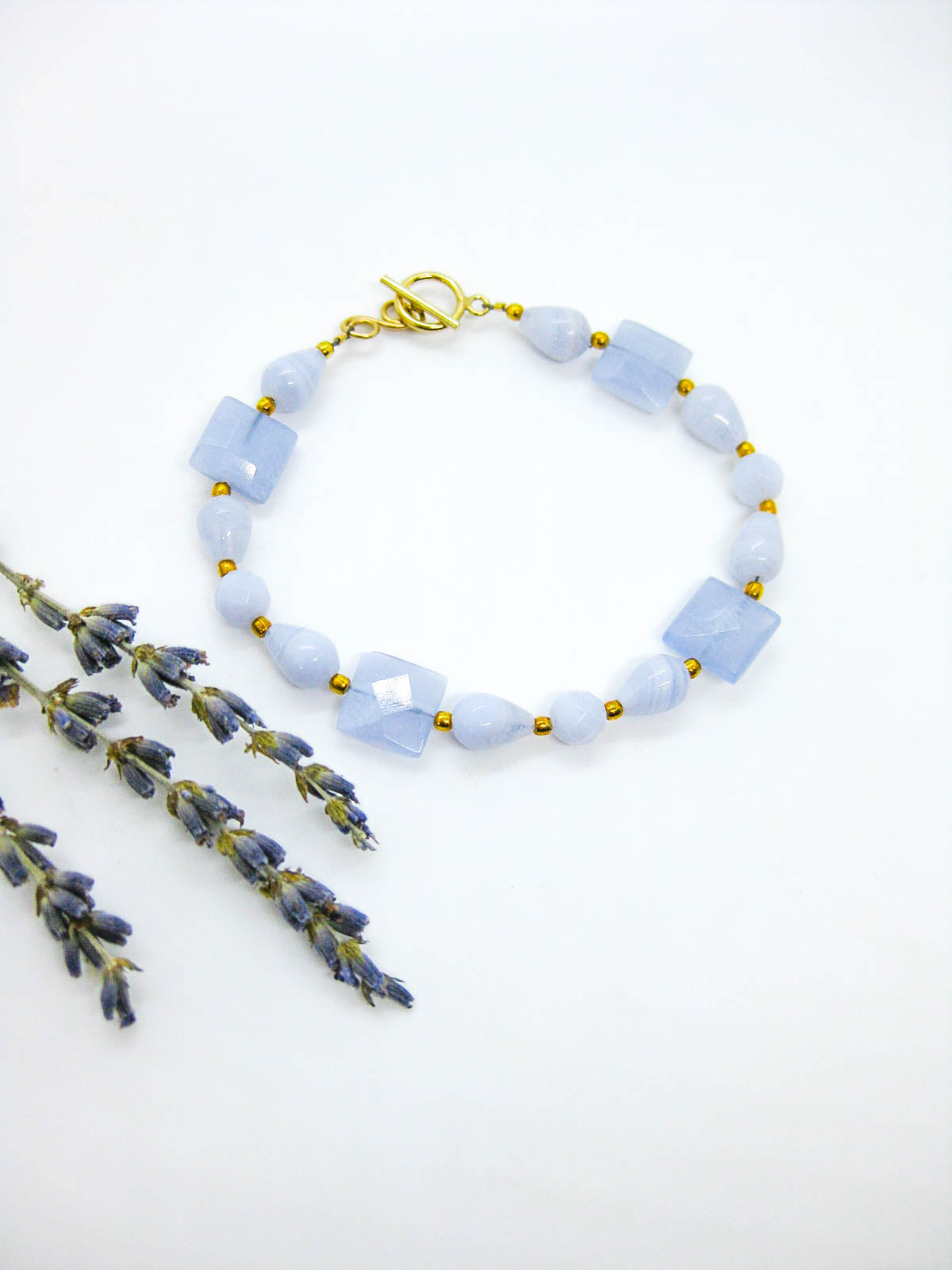 Blue Lace Agate Bracelet - b375