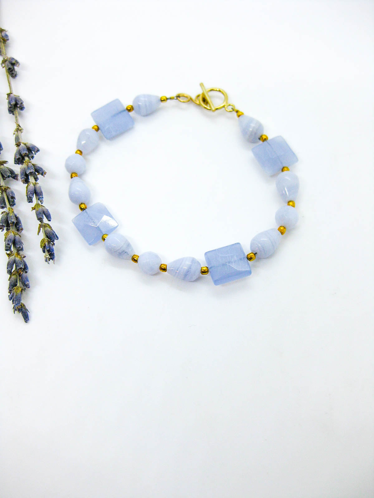 Blue Lace Agate Bracelet - b375