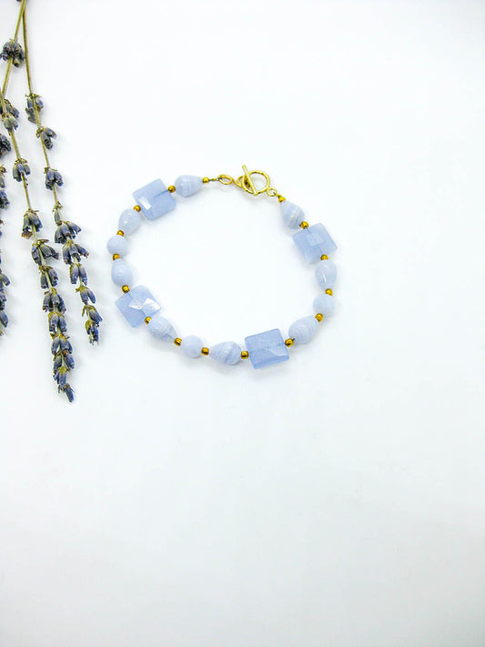 Blue Lace Agate Bracelet - b375