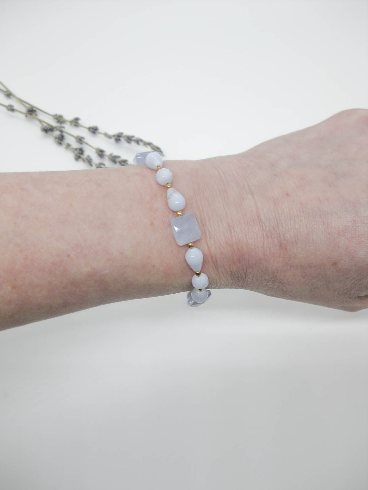 Blue Lace Agate Bracelet - b375