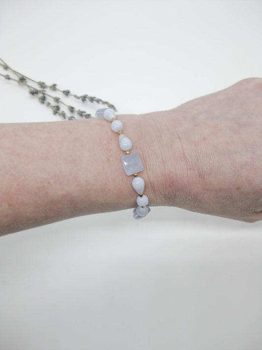 Blue Lace Agate Bracelet - b375