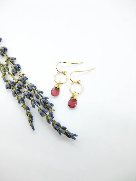 Daisy: Garnet Earrings - e765