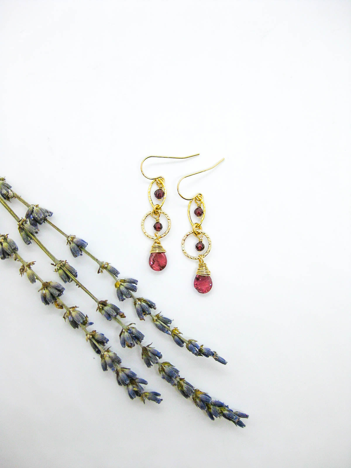 Myrtle: Garnet Earrings - e777