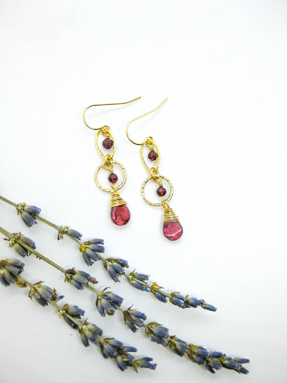 Myrtle: Garnet Earrings - e777