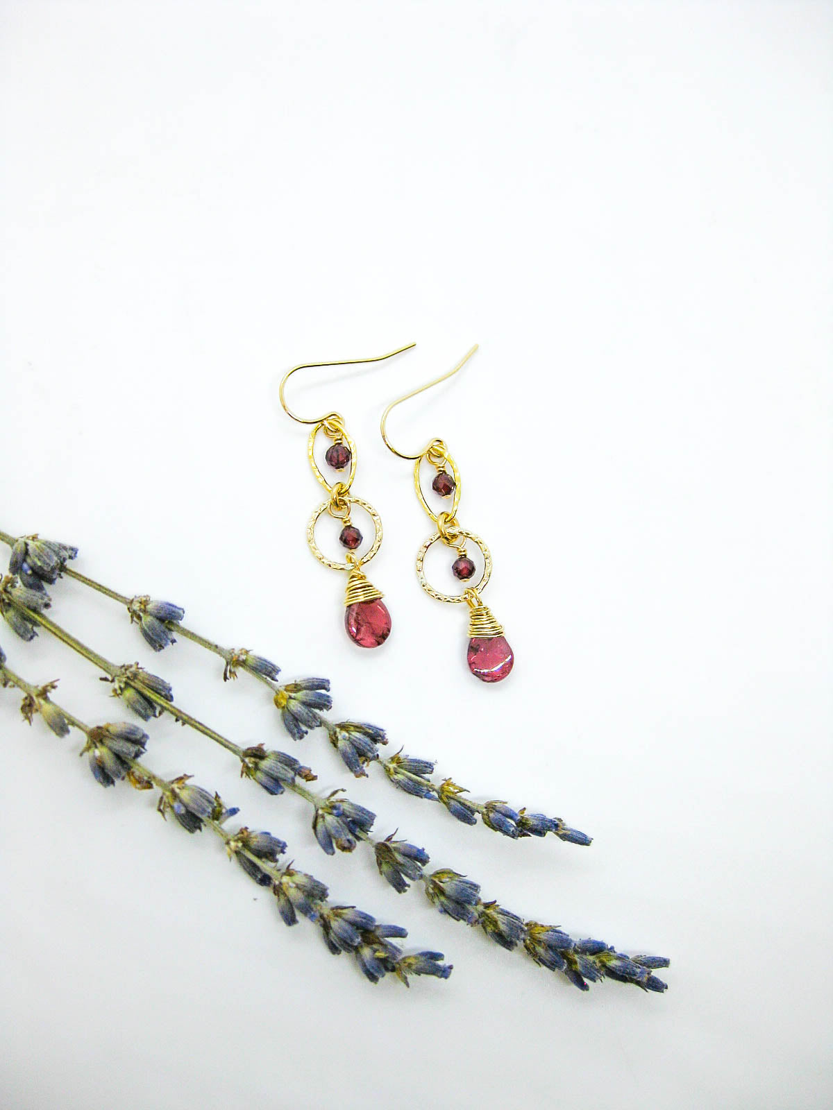 Myrtle: Garnet Earrings - e777