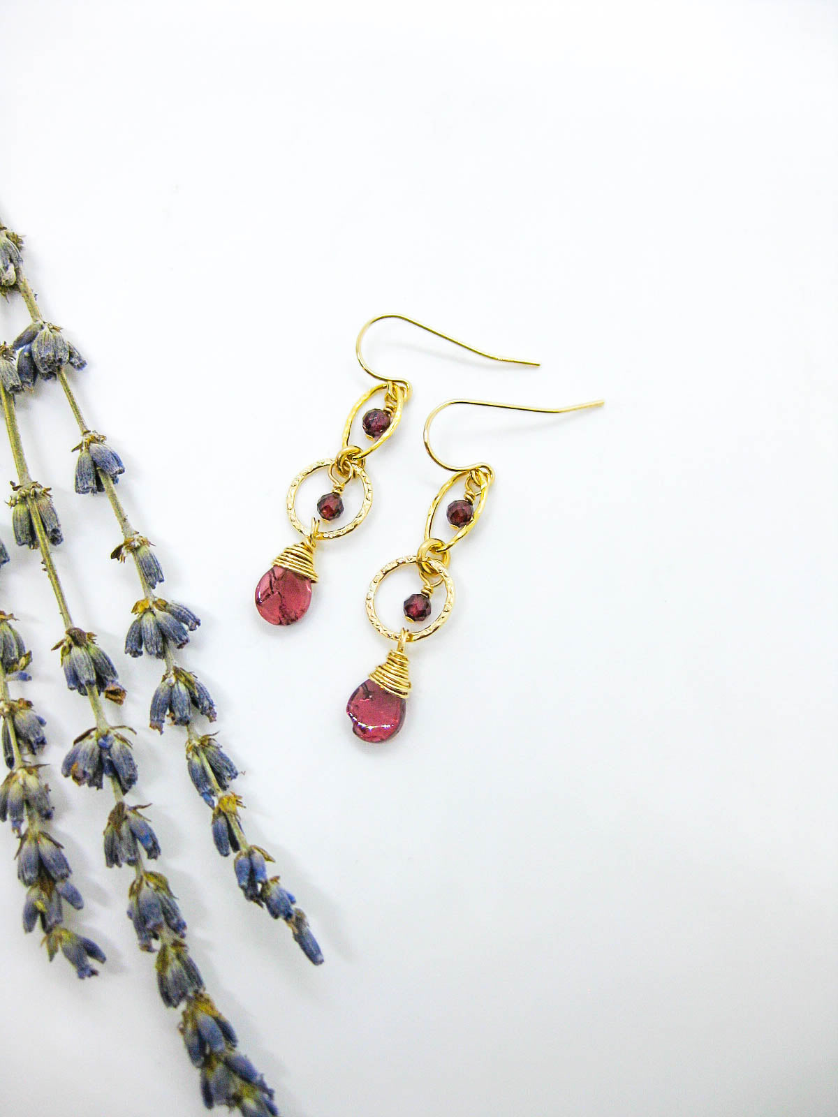 Myrtle: Garnet Earrings - e777