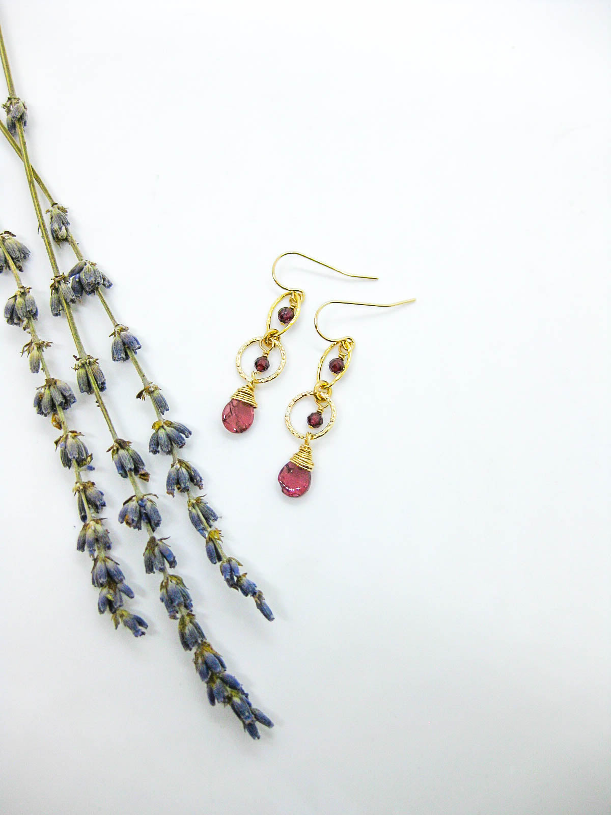 Myrtle: Garnet Earrings - e777