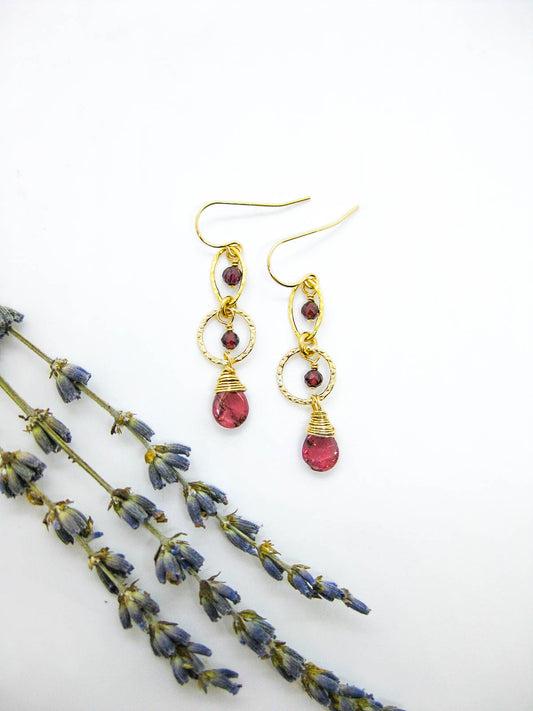 Myrtle: Garnet Earrings - e777