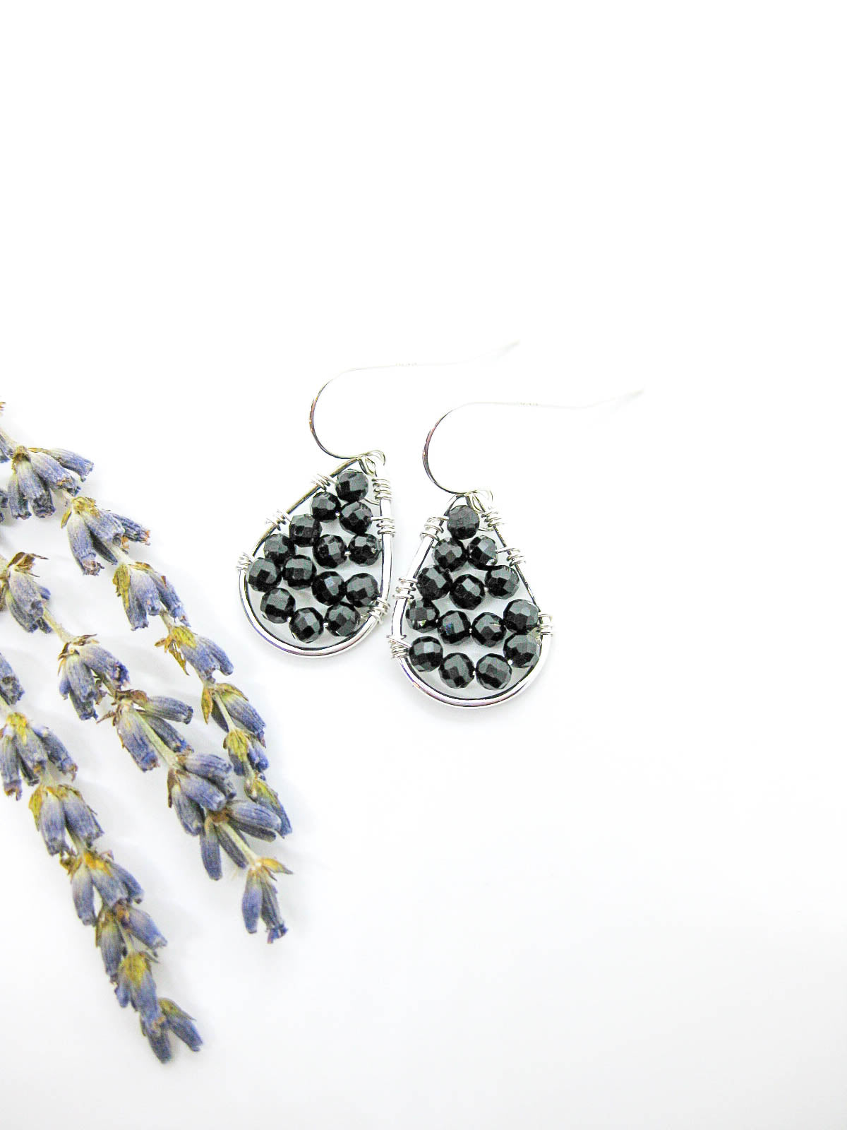 Cassia: Black Spinel Earrings - e797