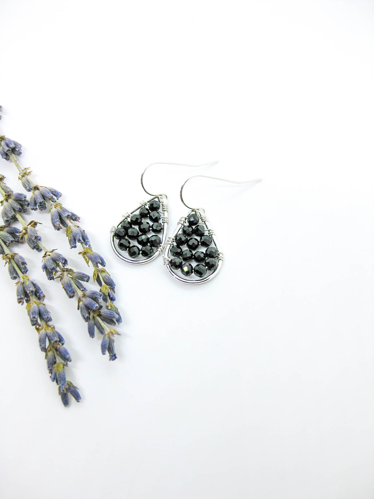 Cassia: Black Spinel Earrings - e797