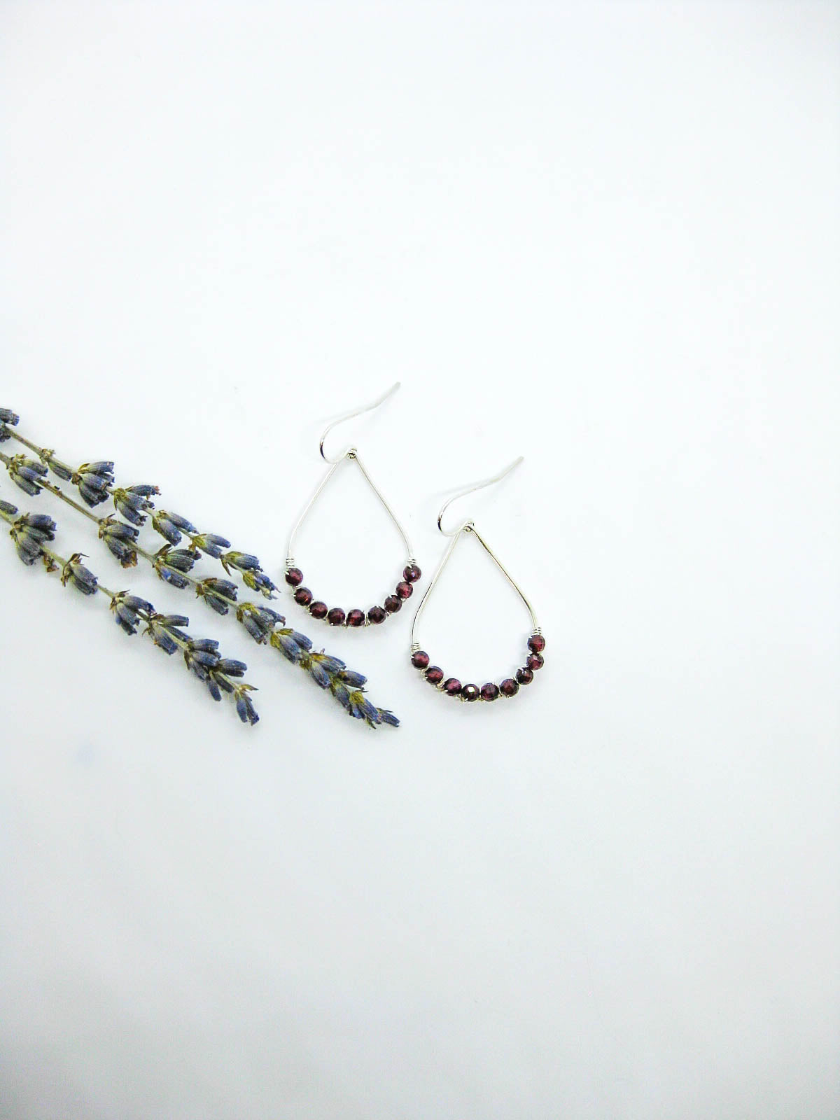 Bluebell: Garnet Earrings - e798