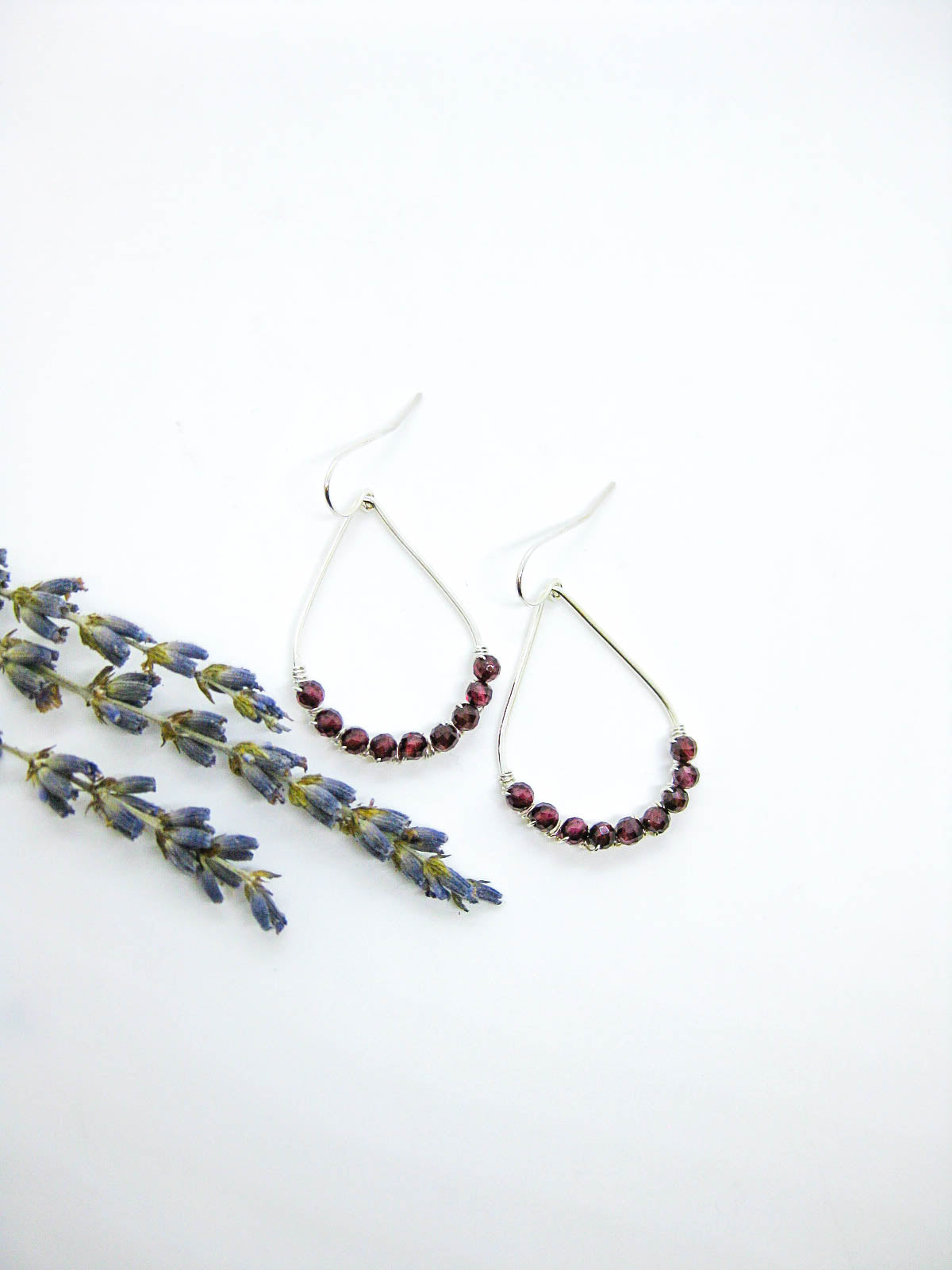 Bluebell: Garnet Earrings - e798