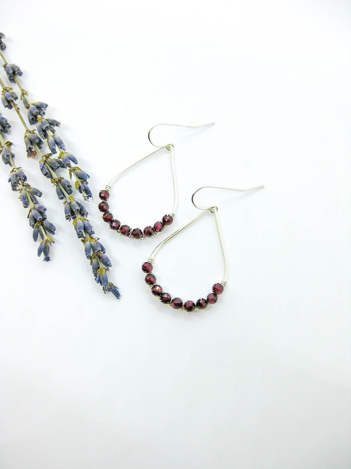 Bluebell: Garnet Earrings - e798