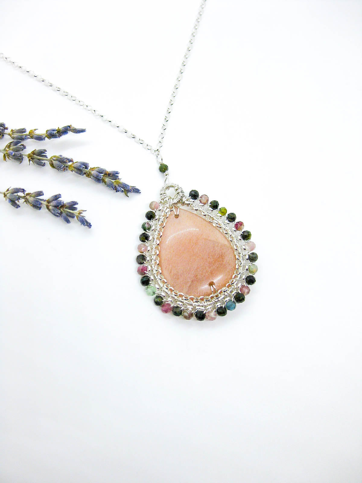 Alysssa: Peach Moonstone Necklace - n605oak