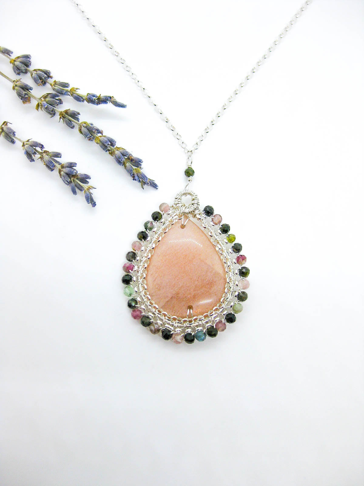 Alysssa: Peach Moonstone Necklace - n605oak