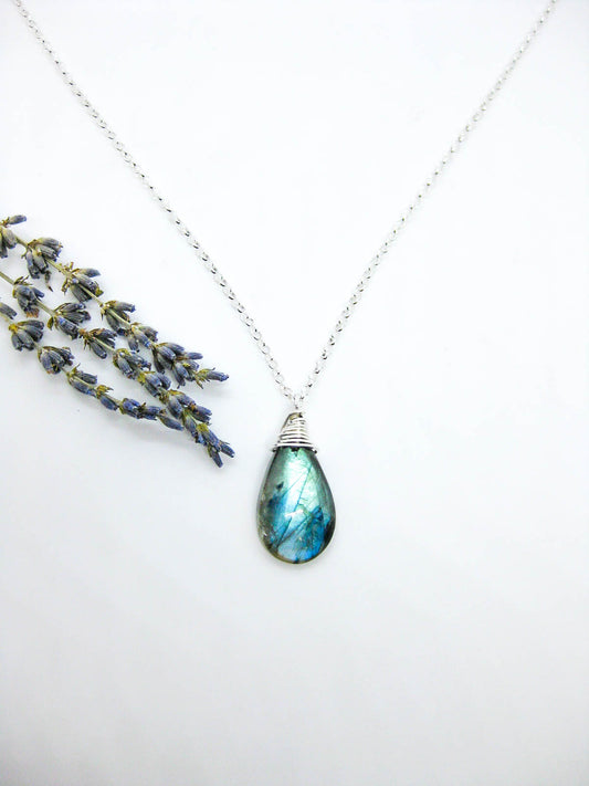 Essence: Labradorite 20" Necklace - n617c-oak