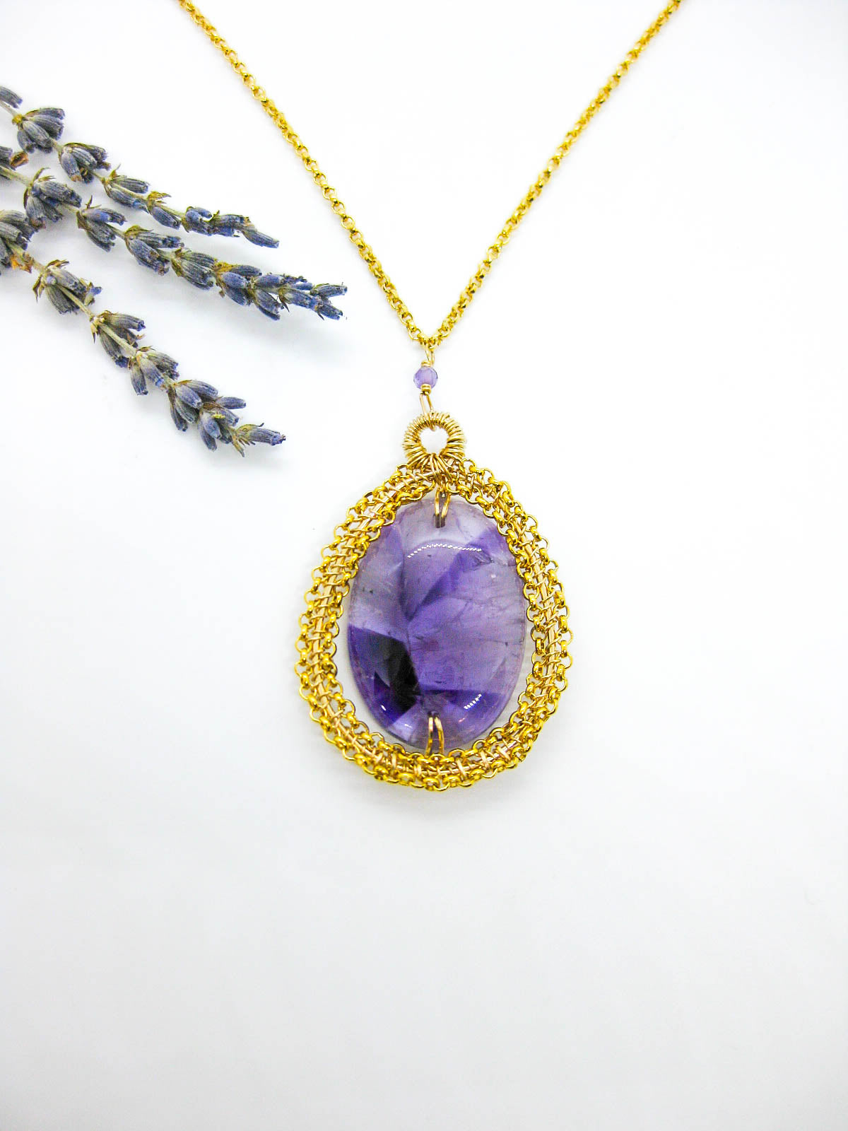 Zinnia: Amethyst Necklace - n658oak