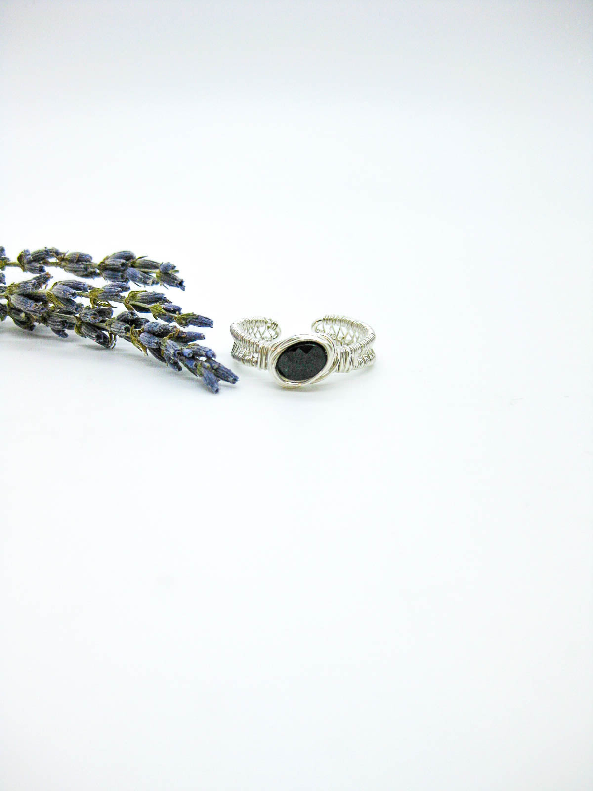 Olive: Black Spinel Ring - r62