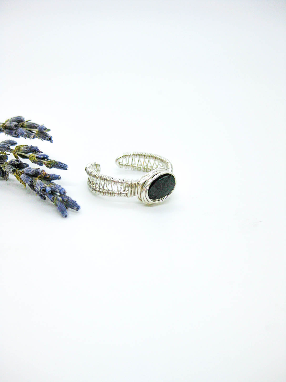 Olive: Black Spinel Ring - r62