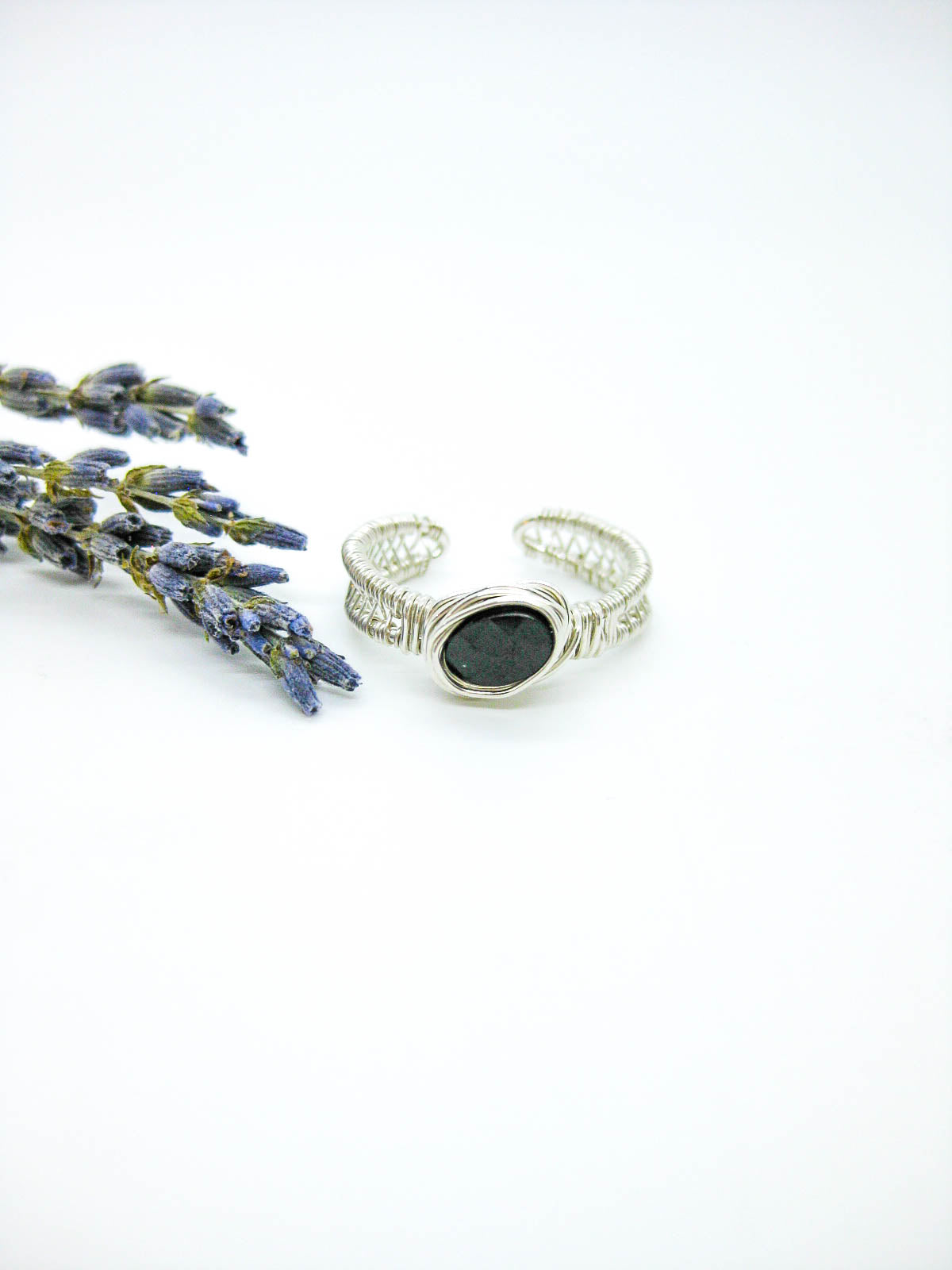 Olive: Black Spinel Ring - r62