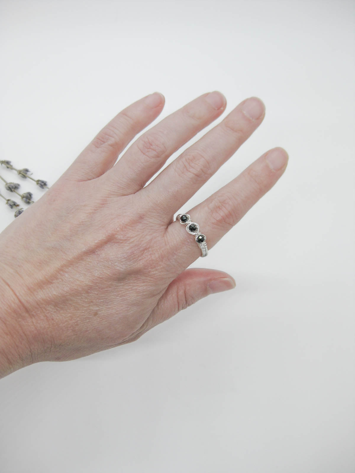 Hyacinth: Black Spinel Ring - r79