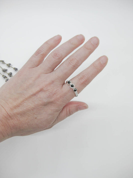 Hyacinth: Black Spinel Ring - r79